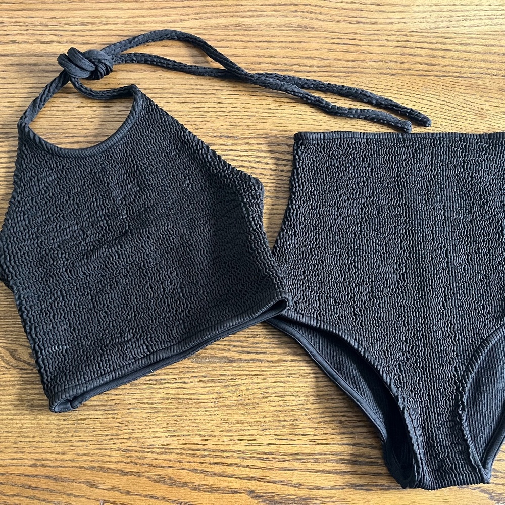 Bottega Veneta swimsuit 2 piece crinkle BV pool XXS 34 Daniel Lee 2020 black XS